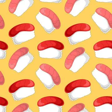 Seamless vector pattern with red and pink sushi Stock-Illustration