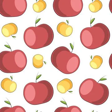 Seamless vector pattern with red and yellow apple Stock Illustration