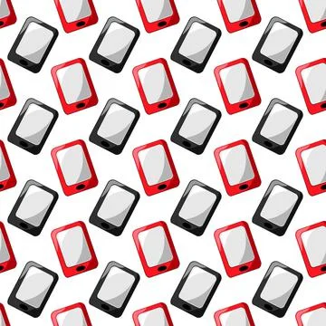 Seamless vector pattern with red and black mobile phone Stock Illustration