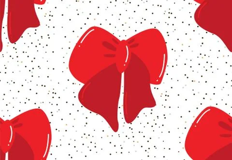 Seamless vector pattern with red bows and argyle elements on white background 스톡 일러스트