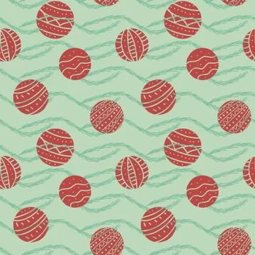 Seamless vector pattern with red christmas ornaments Stock Illustration