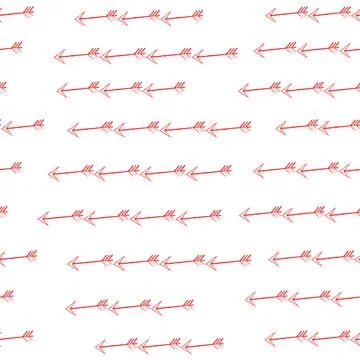 Seamless vector pattern of red flying arrows. Valentine's Day Concept Stock Illustration