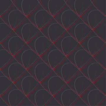 Seamless vector pattern of red gradient hearts on a dark background Illustrazione stock