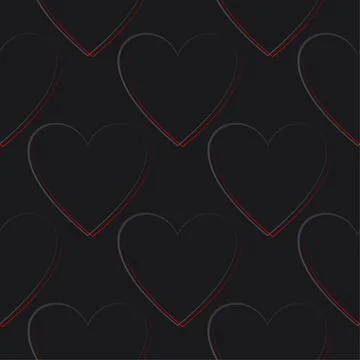 Seamless vector pattern of red gradient hearts on a dark background Illustrazione stock