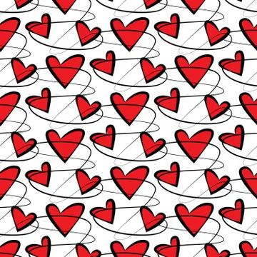 Seamless vector Pattern Red Hearts Stock Illustration