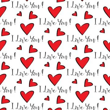 Seamless vector Pattern Red Hearts Illustrazione stock