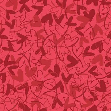 Seamless vector pattern with red hearts. Vector repeating texture with red .. Stock Illustration