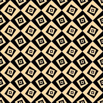 Seamless vector pattern of repeating swirled squares. Gold and black rhomb. Stock Illustration