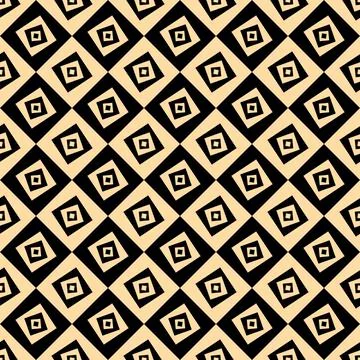 Seamless vector pattern of repeating swirled squares. Gold and black rhomb. Stock Illustration
