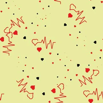 Seamless vector pattern with rhythm heart. Abstract love symbol. Cardiogram.. Stock Illustration