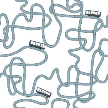 Seamless vector pattern road with bus Stock Illustration