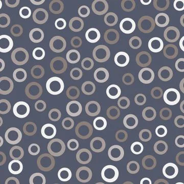 Seamless vector pattern with round rings polka dots in grey colors Stock Illustration