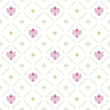 Seamless Vector Pattern With Royal Lilies Stock Illustration