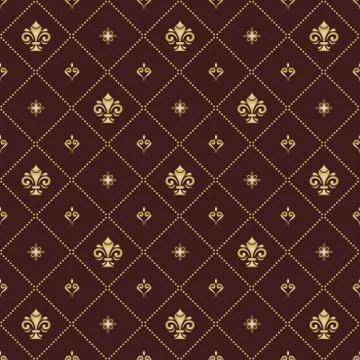 Seamless Vector Pattern With Royal Lilies Stock Illustration