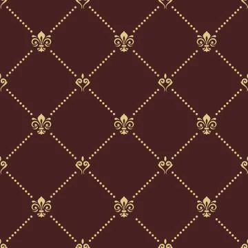 Seamless Vector Pattern With Royal Lilies Stock Illustration