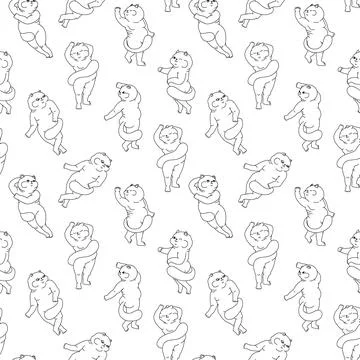 Seamless vector pattern with Rubens fat cats Stock Illustration