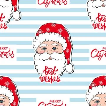 Seamless vector pattern with Santa Claus. Merry Christmas and Happy New Year Stock Illustration