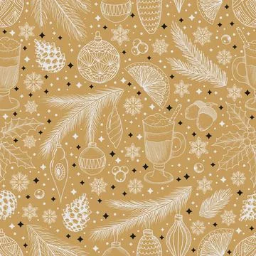 Seamless vector pattern. Scandinavian Christmas illustration. Design for Stock Illustration