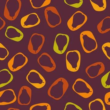 Seamless vector pattern with scattered spots with cut out pear shapes Stock Illustration
