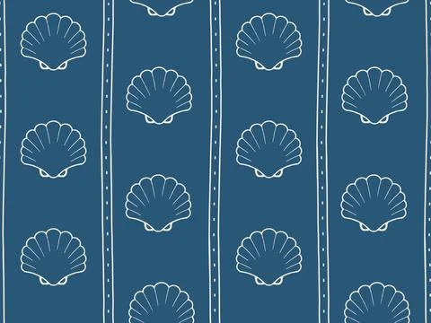 Seamless vector pattern. Seashell outlines forming vertical stripes. Background Stockillustratie