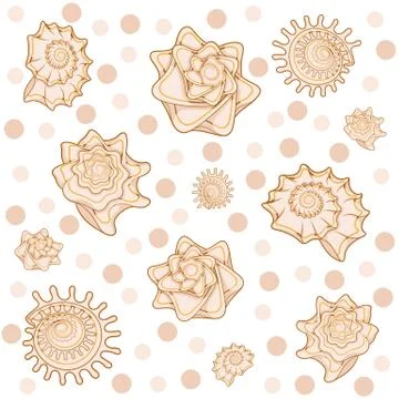 Seamless vector pattern with seashells. Illustrazione stock