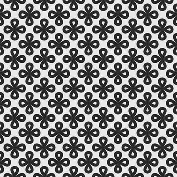 Seamless vector pattern set with clover like flower shapes in contour, stro.. Stock Illustration