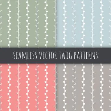 Seamless vector pattern set. Twig backgrounds Stock Illustration