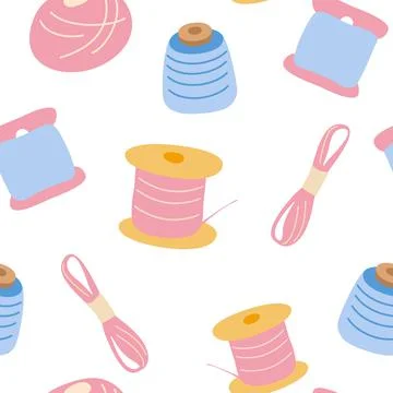 Seamless vector pattern with sewing things. Decorative background with suppli Illustrazione stock