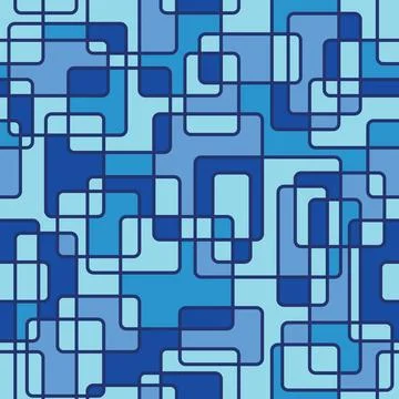 Seamless vector pattern, shades of blue, abstract repeat tile in Mondrian style 스톡 일러스트