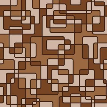 Seamless vector pattern, shades of brown, abstract repeat tile in Mondrian style Stock Illustration