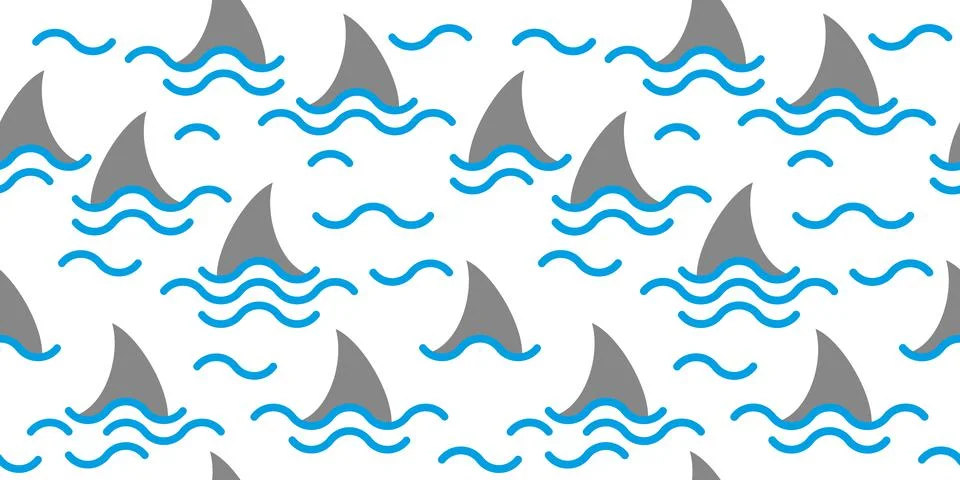 Seamless vector pattern of shark fins on a white background. Shark print 스톡 일러스트