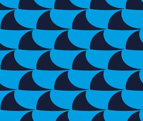 Seamless vector pattern of shark fins on a blue background. Shark print Stock Illustration