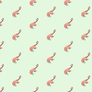 Seamless vector pattern of shrimp. Stock Illustration