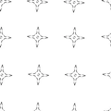Seamless vector pattern. Shuriken. Ninja Star Isolated on a white background. Illustrazione stock