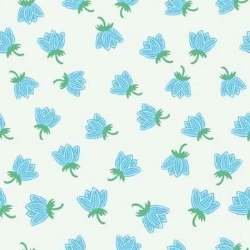 Seamless vector pattern with simple blue flowers Illustrazione stock