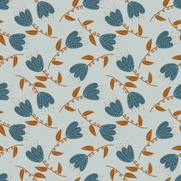 Seamless vector pattern with simple dotted blue florals 스톡 일러스트