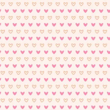 Seamless vector pattern with simple heart shapes in horizontal rows Illustrazione stock