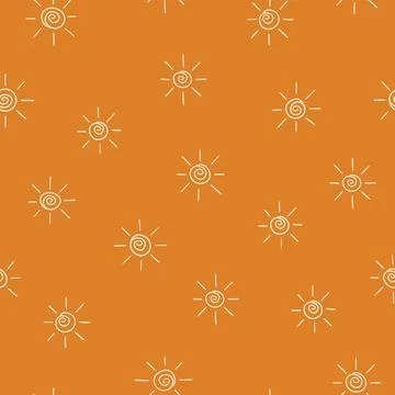 Seamless vector pattern with simple stylized cute sun icons, great for baby and 스톡 일러스트