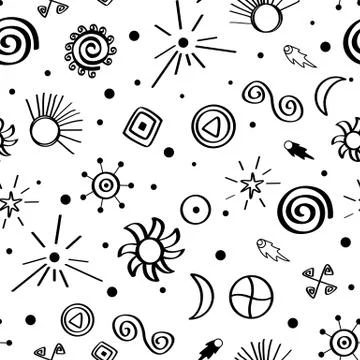 Seamless vector pattern with sky symbols. Stock Illustration