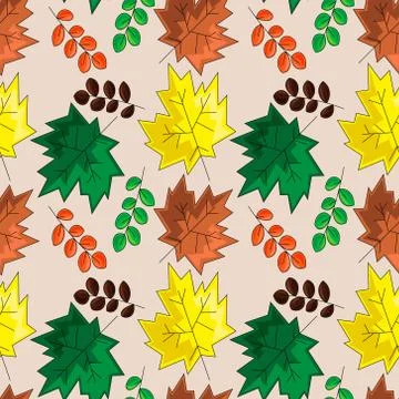 Seamless vector pattern with small autumn leaves Illustrazione stock