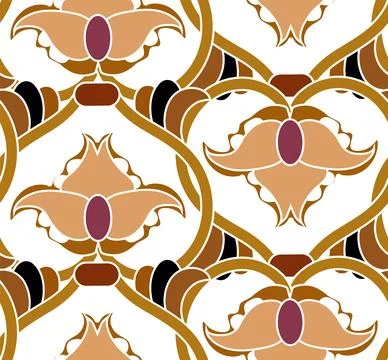 Seamless vector pattern of smooth elements of brown, purple tones, reminiscen 库存插图