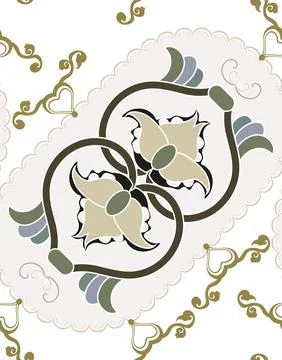 Seamless vector pattern of smooth elements of beige, green tones, located dia Illustrazione stock