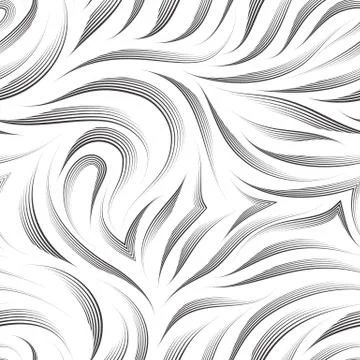 Seamless vector pattern of smooth lines drawn by a black pen on a white Stock Illustration