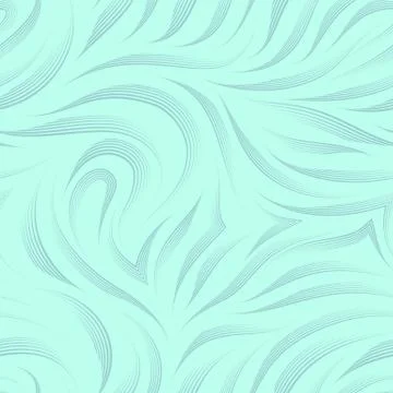 Seamless vector pattern of smooth lines drawn by a pen on a turquoise background Stock Illustration