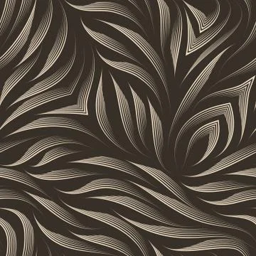 Seamless vector pattern of smooth lines drawn by a beige pen on a brown Illustrazione stock