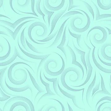 Seamless vector pattern of smooth lines drawn by a turquoise handle in the form Illustrazione stock
