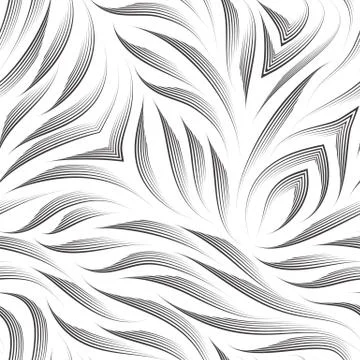 Seamless vector pattern of smooth lines drawn by a black pen isolated on white Illustrazione stock