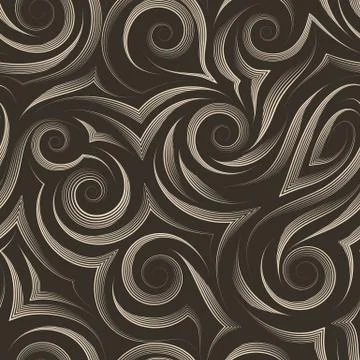Seamless vector pattern of smooth lines drawn by beige pen in the form of Stock Illustration