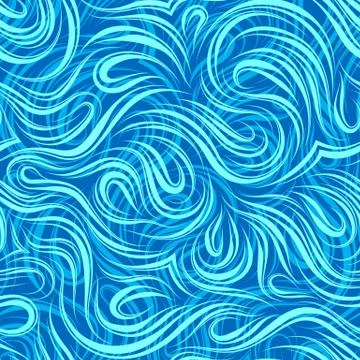 Seamless vector pattern of smooth turquoise flowing lines cut in the middle Illustrazione stock