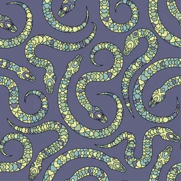 Seamless vector pattern with snakes イラスト素材